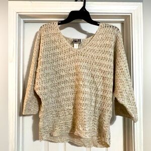🌸🧣💖Sweater Knit Pullover Beige 212 New York 3/4 Sleeve Cover Women